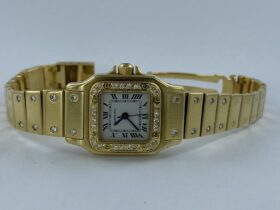 Cartier Santos Galbée 18k Yellow Gold Diamonds Clockwise Hellevoetsluis